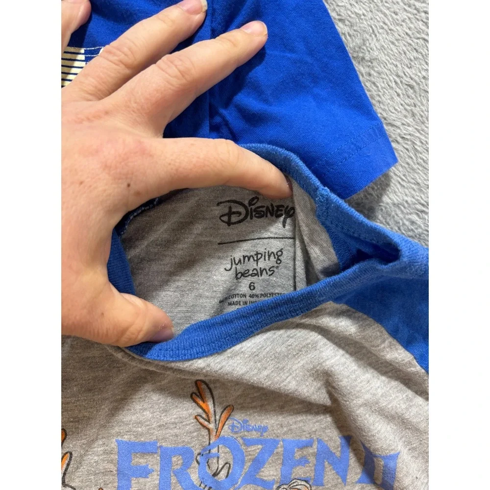 Carters Hurley Disney Boys 6 Blue Gray Graphic T-Shirt Lot 3pc Frozen Athleisure
